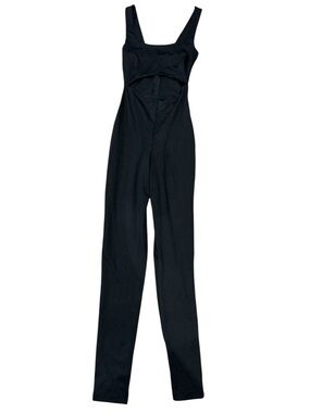 Sleek Black Cutout Straight-Leg Jumpsuit